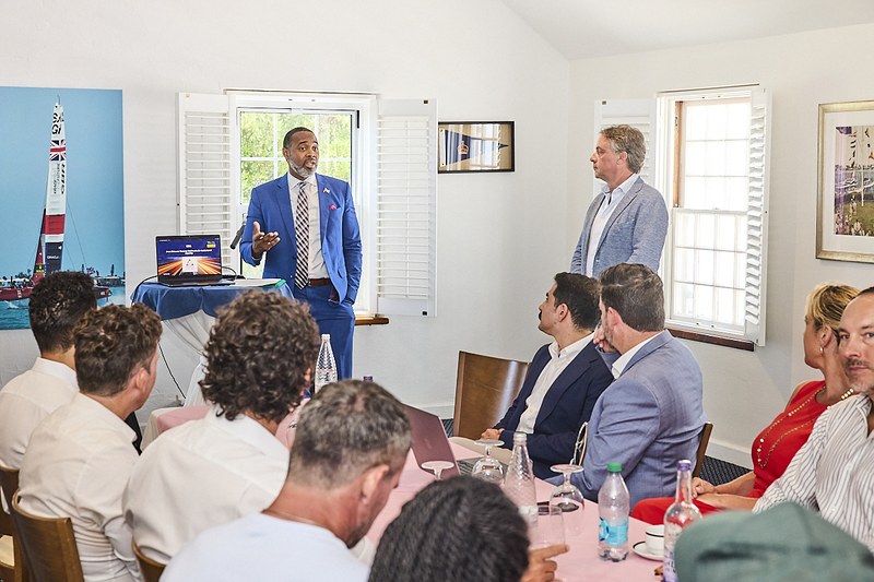 A speaker addressing members at a BSA roundtable meeting in Bermuda